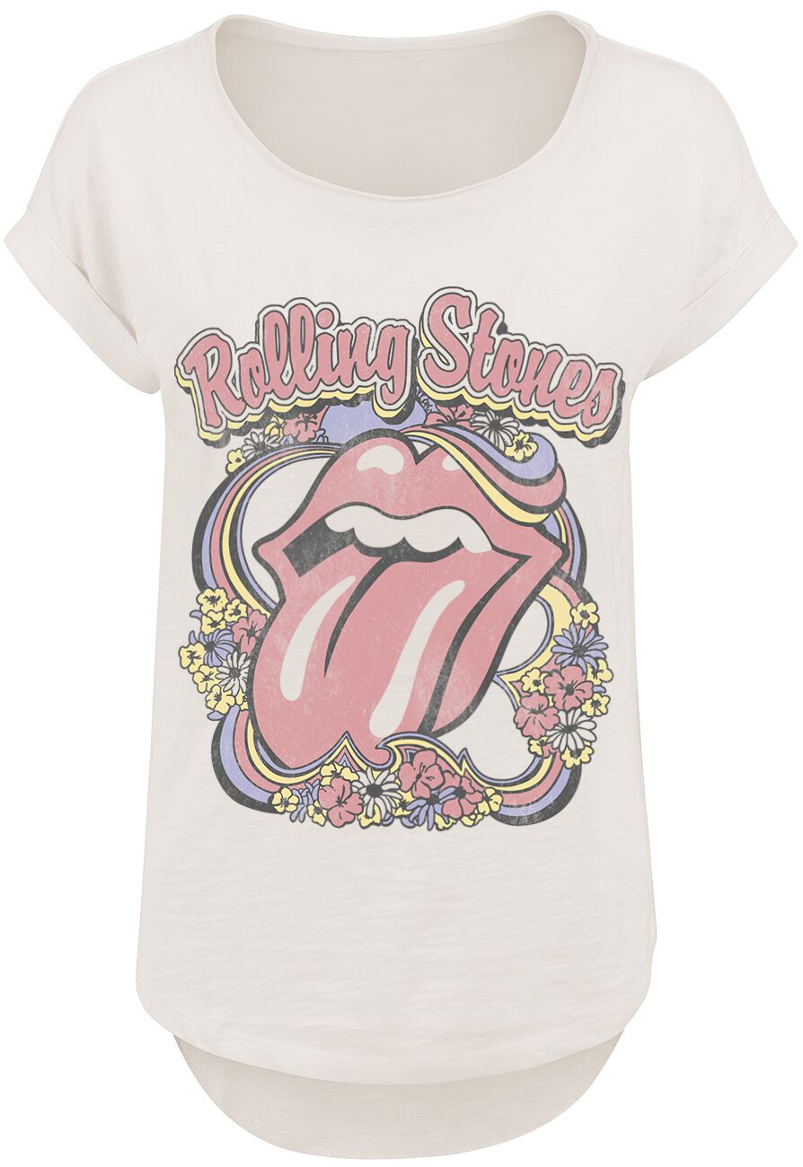 The Rolling Stones T-Shirt - Floral Wreath - L bis XXL - für Damen - Größe L - altweiß  - Lizenziertes Merchandise! von The Rolling Stones