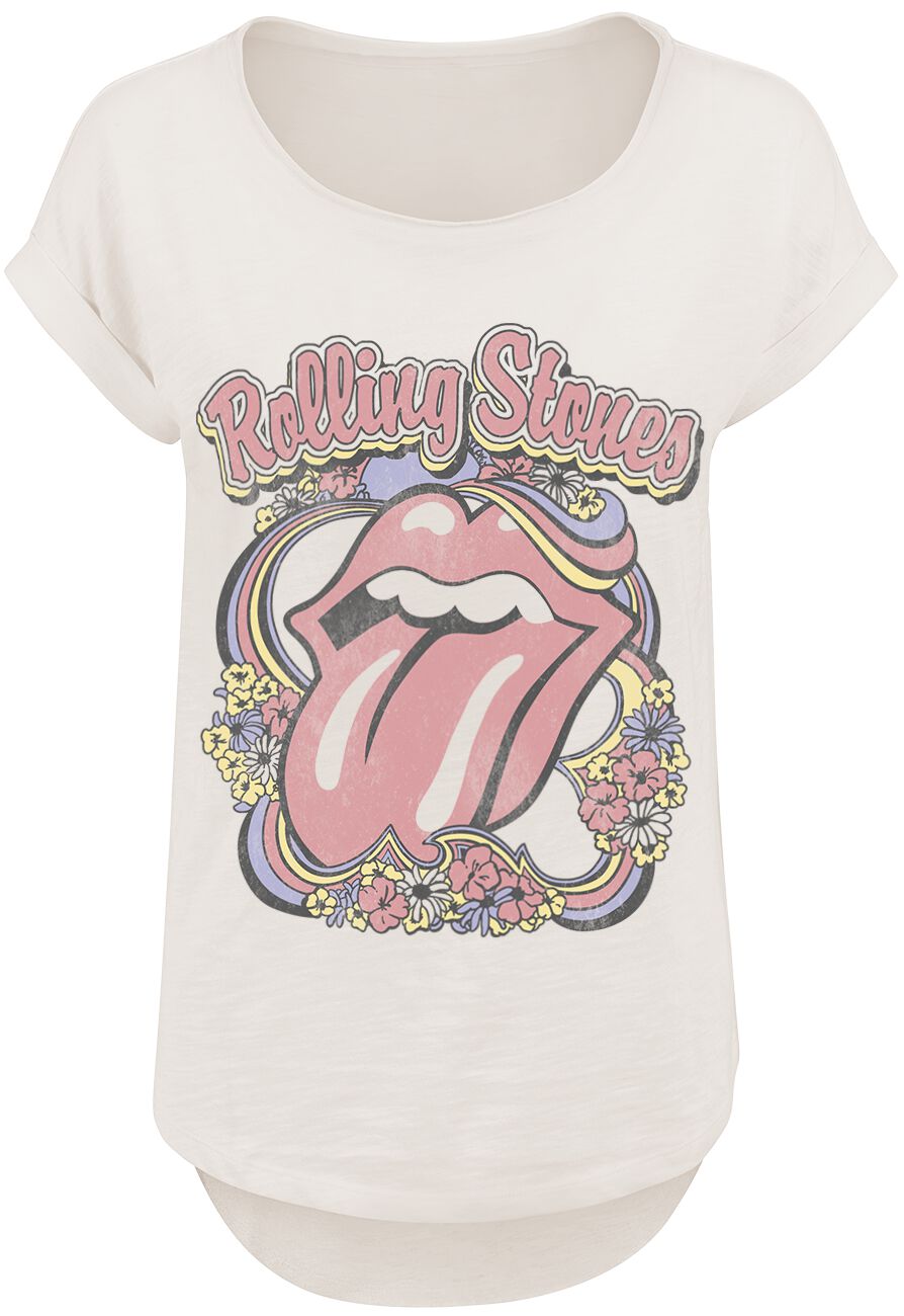 The Rolling Stones T-Shirt - Floral Wreath - S bis XXL - für Damen - Größe L - altweiß  - Lizenziertes Merchandise! von The Rolling Stones