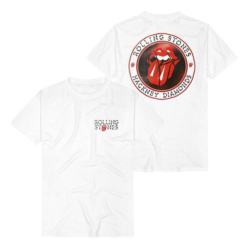 The Rolling Stones T-Shirt - Hackney Diamonds Circle Label - S bis 3XL - für Männer - Größe XXL - weiß  - Lizenziertes Merchandise! von The Rolling Stones