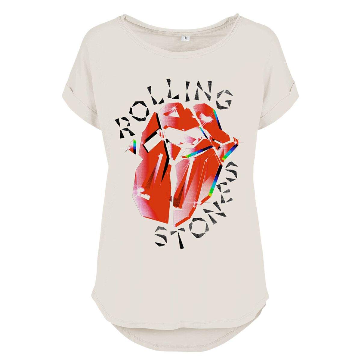 The Rolling Stones T-Shirt - Hackney Diamonds Prism Tongue - S bis 4XL - für Damen - Größe L - weiß  - Lizenziertes Merchandise! von The Rolling Stones