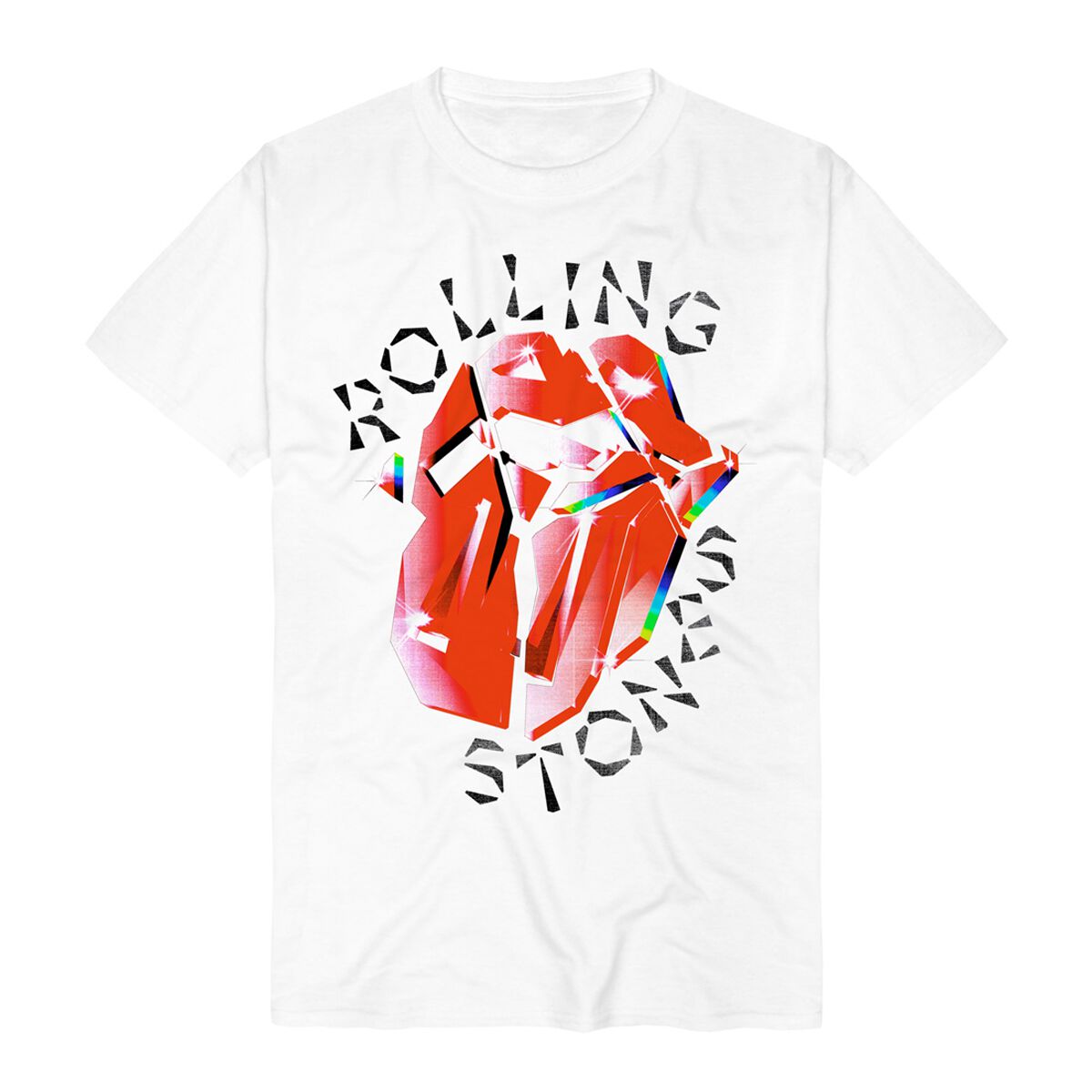 The Rolling Stones T-Shirt - Hackney Diamonds Prism Tongue - S bis 5XL - für Männer - Größe L - weiß  - Lizenziertes Merchandise! von The Rolling Stones