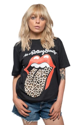 The Rolling Stones T Shirt Leopard Print Tongue Damen Boyfriend Fit T Shirt L von Rolling Stones