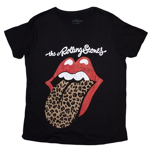 The Rolling Stones T Shirt Leopard Print Tongue Damen Boyfriend Fit T Shirt M von The Rolling Stones