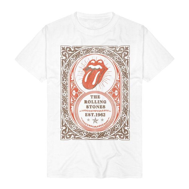 The Rolling Stones T-Shirt - Ornament Frame - S bis 3XL - für Männer - Größe M - weiß  - Lizenziertes Merchandise! von The Rolling Stones