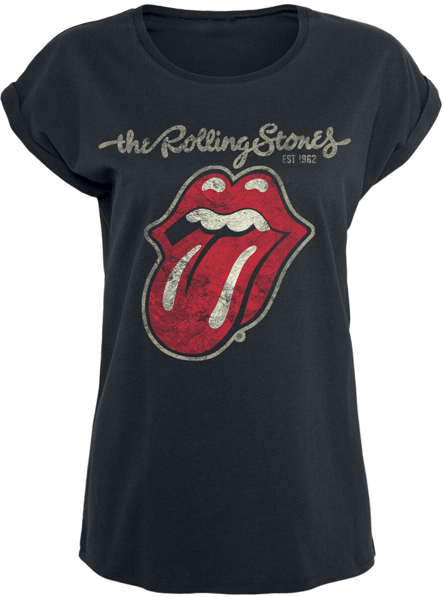 The Rolling Stones T-Shirt - Plastered Tongue - S bis XXL - für Damen - Größe L - schwarz  - Lizenziertes Merchandise! von The Rolling Stones