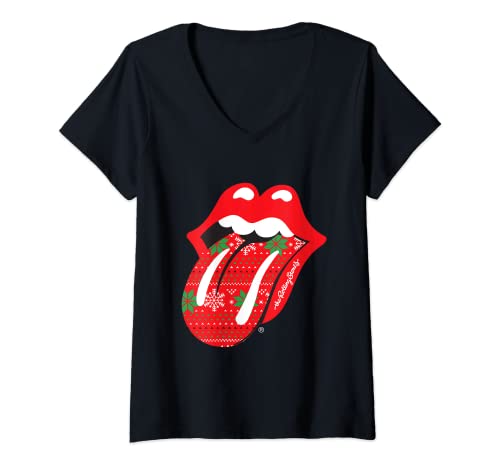 The Rolling Stones T-Shirt Schwarz V-Ausschnitt Unisex Damen Fans Frühling von The Rolling Stones
