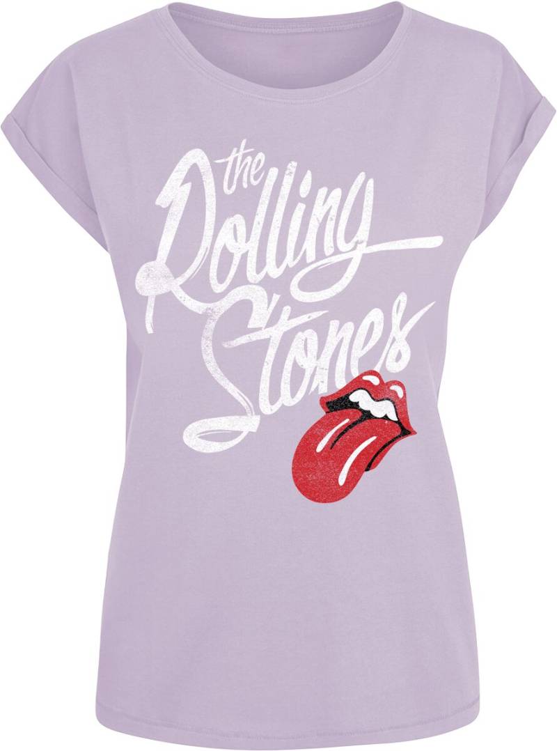The Rolling Stones T-Shirt - Script - S bis XXL - für Damen - Größe L - lila  - Lizenziertes Merchandise! von The Rolling Stones