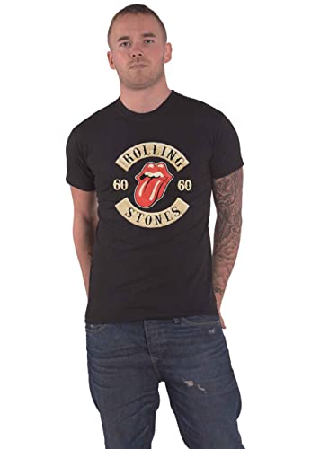 The Rolling Stones T Shirt Sixty Biker Tongue Logo Nue offiziell Herren Schwarz, L von The Rolling Stones