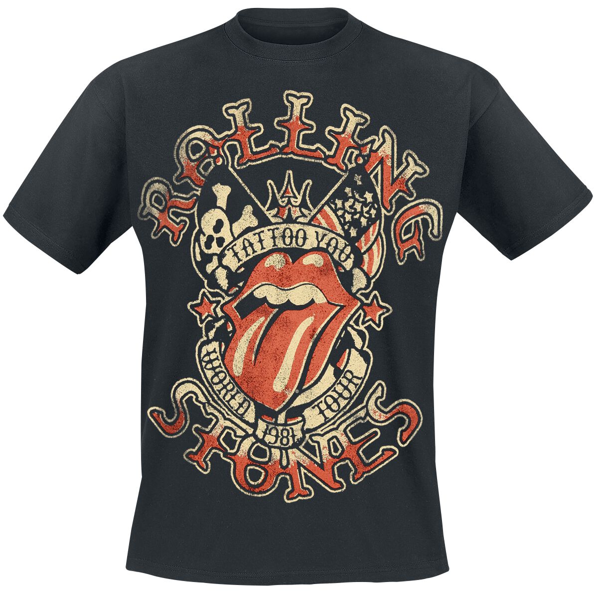 The Rolling Stones T-Shirt - Tattoo You Tour - M bis 3XL - für Männer - Größe L - schwarz  - Lizenziertes Merchandise! von The Rolling Stones