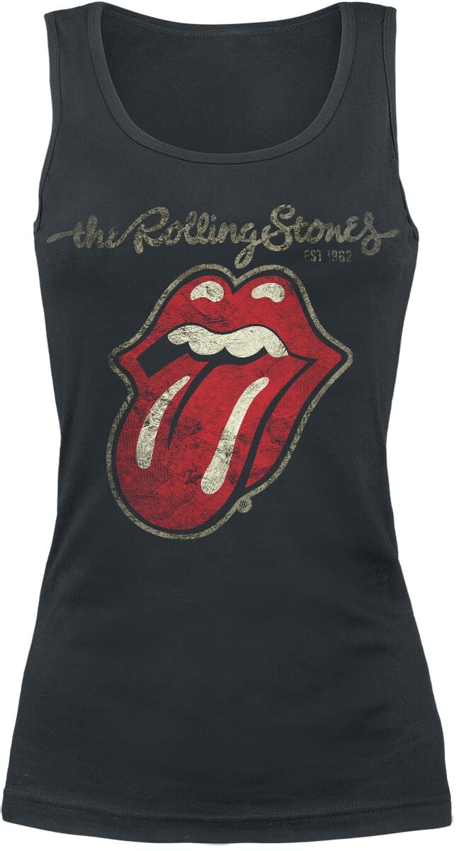 The Rolling Stones Top - Plastered Tongue - S bis XXL - für Damen - Größe S - schwarz  - Lizenziertes Merchandise! von The Rolling Stones