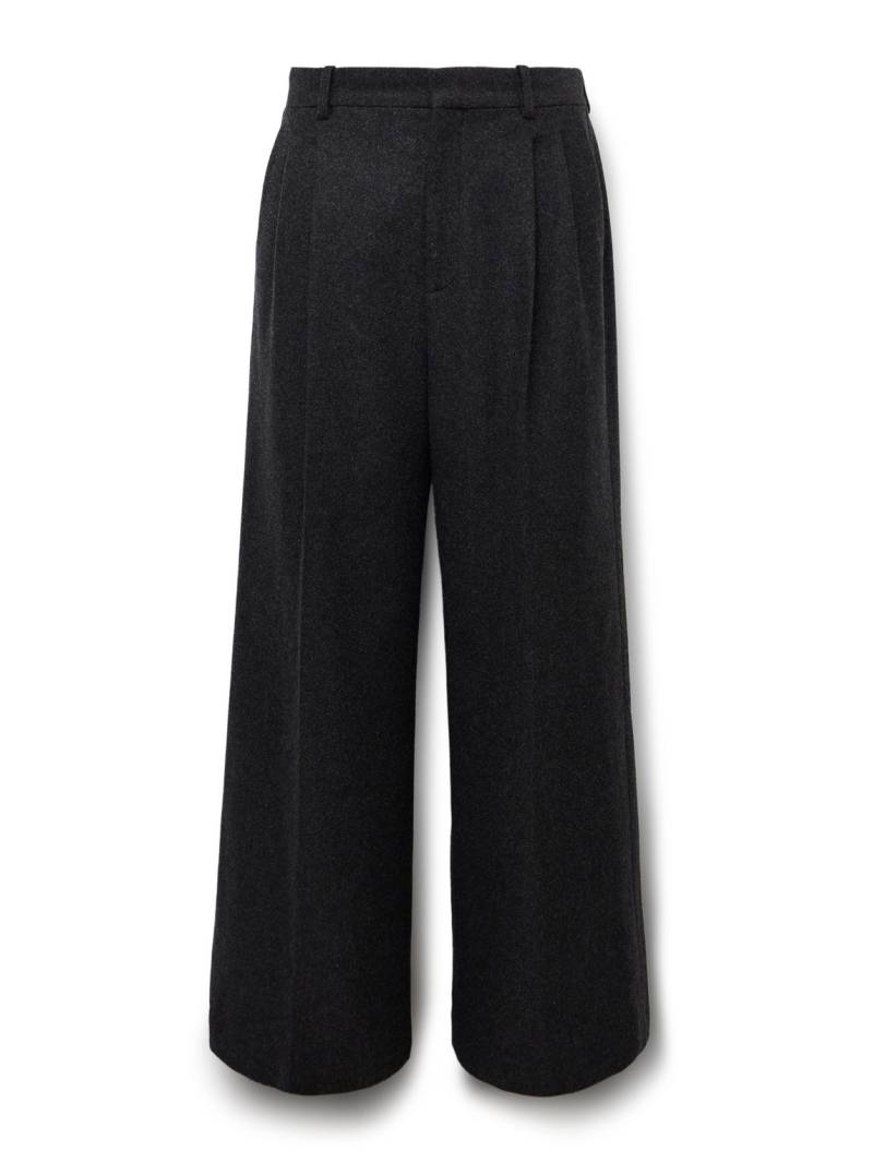 The Row - Oberyn Wide-Leg Pleated Melton Virgin Wool and Cashmere-Blend Flannel Trousers - Men - Gray - UK/US 30 von The Row