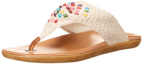 The SAK Women's Shana Crochet Thong Sandal Flat, Ecru Bali Beads, 5 UK von The Sak