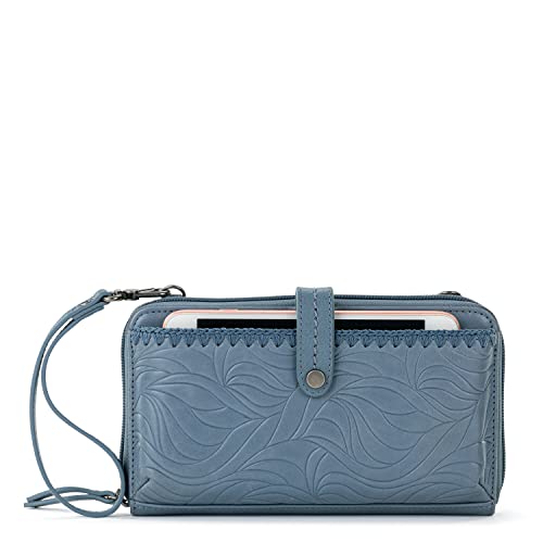 The Sak Damen Umhängetasche Iris Große Smartphone Crossbody Tasche aus Leder wandelbar Wristlet Geldbörse Design Wave Prägung, Maritime Wellenprägung von The Sak