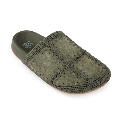 The Sak Bolinas Clog aus gehäkeltem Leder und Schlupfschuh, Moss Suede Patch, 40 EU von The Sak