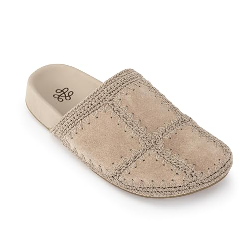 The Sak Bolinas Clog aus gehäkeltem Leder und Schlupfschuh, Sandfarbener Wildleder-Patch, 41 EU von The Sak