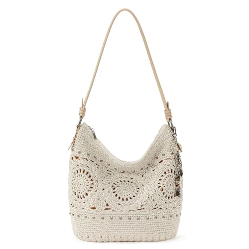 The Sak Damen Crochet Gen Sequoia Hobo-Tasche in handgehäkelter, weicher und lässiger Silhouette, Zeitloses und erhöhtes Design, Natürliches Medaillon von The Sak