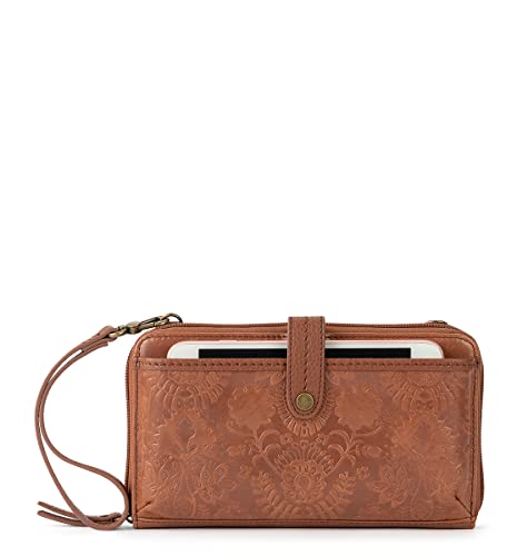 The Sak Damen Large Crossbody Iris Große Smartphone-Umhängetasche, Tabak Floral Embossed/Leder von The Sak