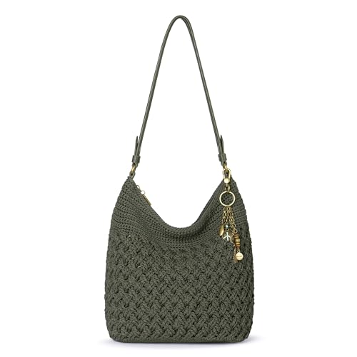 The Sak Sequoia Hobo-Tasche in handgehäkelter, weicher und lässiger Silhouette, zeitloses und erhöhtes Design, Moss Cozy, Einheitsgröße von The Sak
