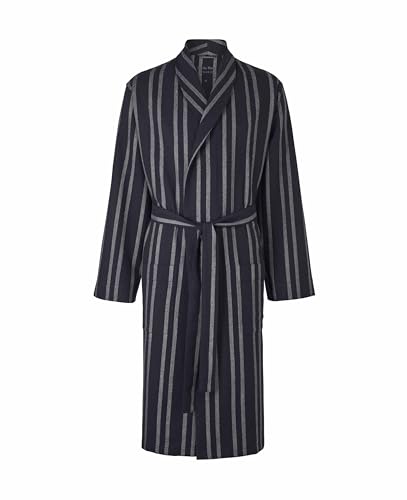 THE SAVILE ROW COMPANY LONDON Leichter Herren-Bademantel aus gebürsteter Baumwolle, Marineblau gestreift, M von THE SAVILE ROW COMPANY LONDON