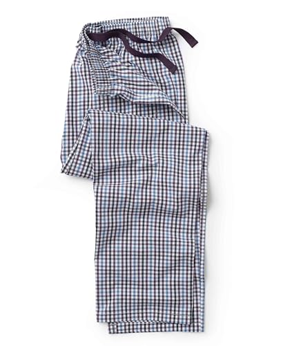 THE SAVILE ROW COMPANY LONDON Weiche Herren-Schlafanzughose aus 100 % gebürsteter Baumwolle, Blaues Karomuster, L von THE SAVILE ROW COMPANY LONDON