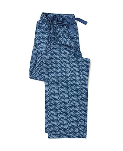 The Savile Row Company London Lounge-Hose aus 100% Baumwolle, weiche Pyjamahose für Herren (Marineblauer Denim/Blau abstrakt, Groß) von The Savile Row Company London