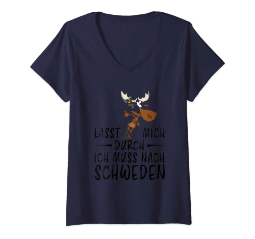 Damen Lasst mich durch ich muss nach Schweden T-Shirt mit V-Ausschnitt von The Secret of Moose