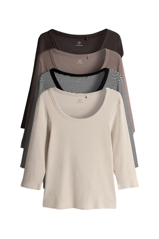 The Set 3/4-Arm-Shirt 4 x The Set T-Shirts mit U-Ausschnitt + 3/4-Ärmeln (4-tlg) von The Set