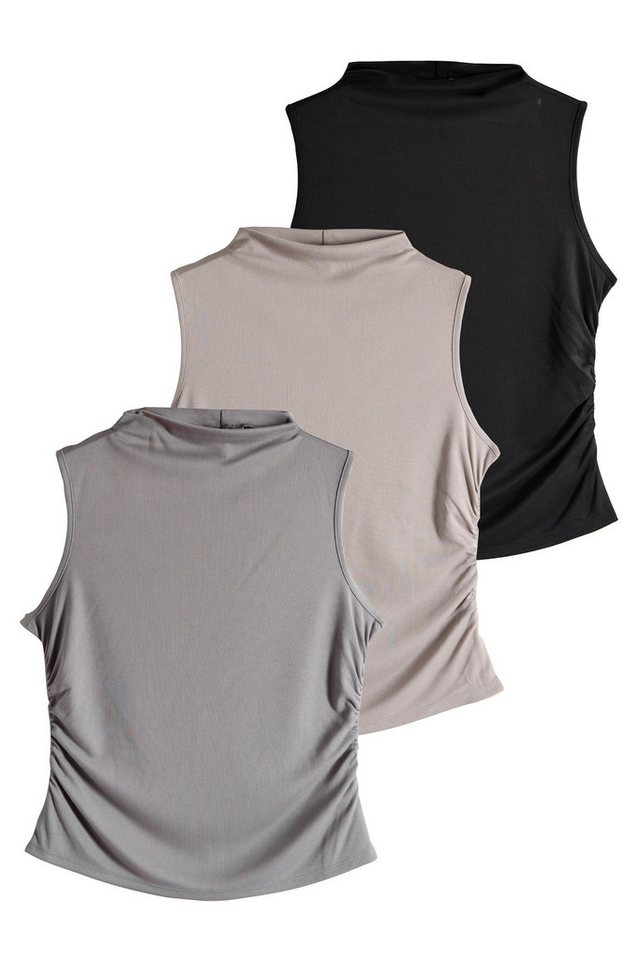The Set Blusentop The Set weiche Trägertops mit Drapierung, 3er-Pack (3-tlg) von The Set