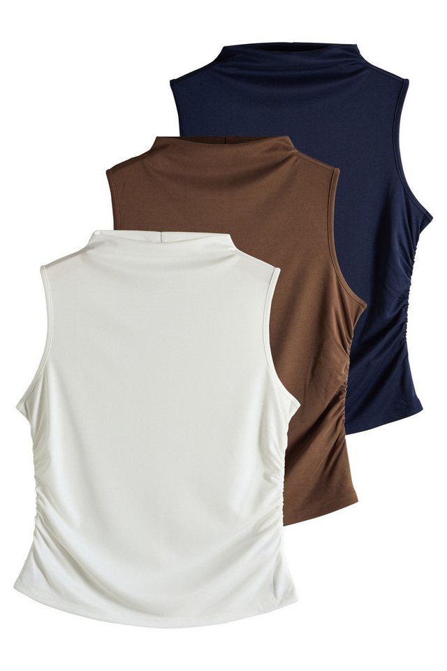 The Set Blusentop The Set weiche Trägertops mit Drapierung, 3er-Pack (3-tlg) von The Set