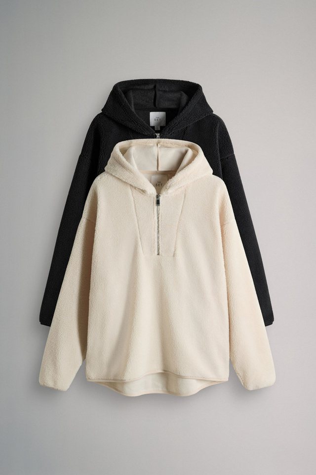 The Set Fleecepullover The Set Lange Sweatshirts mit Borgkapuze, 2er-Pack (2-tlg) von The Set