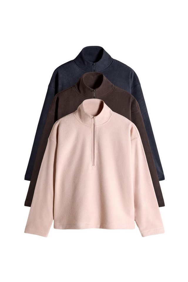 The Set Fleecepullover The Set Microfleece-Pullover mit 1/4-RV, 3er-Pack (3-tlg) von The Set