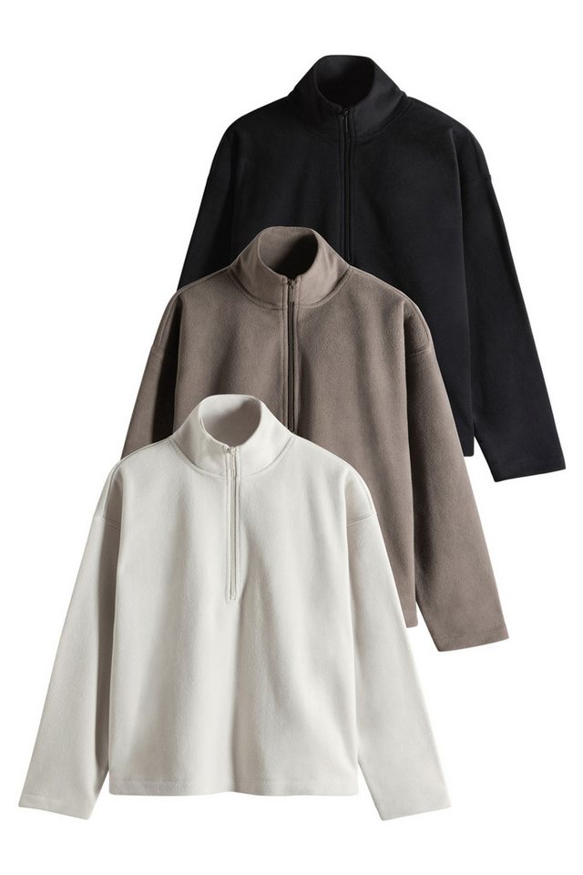 The Set Fleecepullover The Set Microfleece-Pullover mit 1/4-RV, 3er-Pack (3-tlg) von The Set