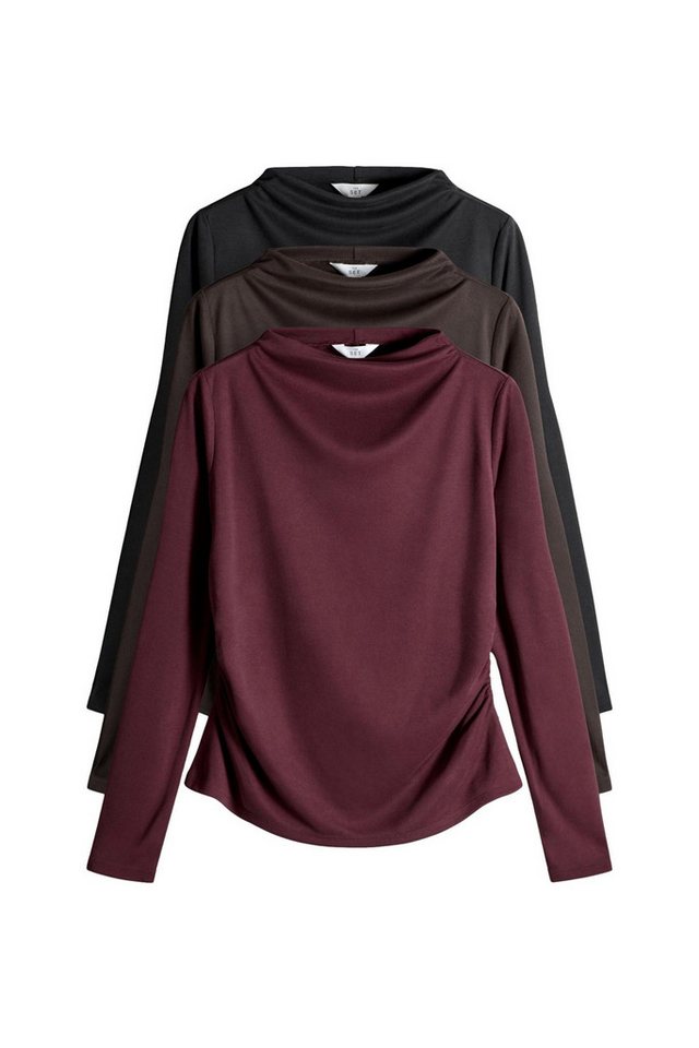 The Set Langarmbluse The Set Langarmoberteile mit Drapierung, 3er-Pack (3-tlg) von The Set
