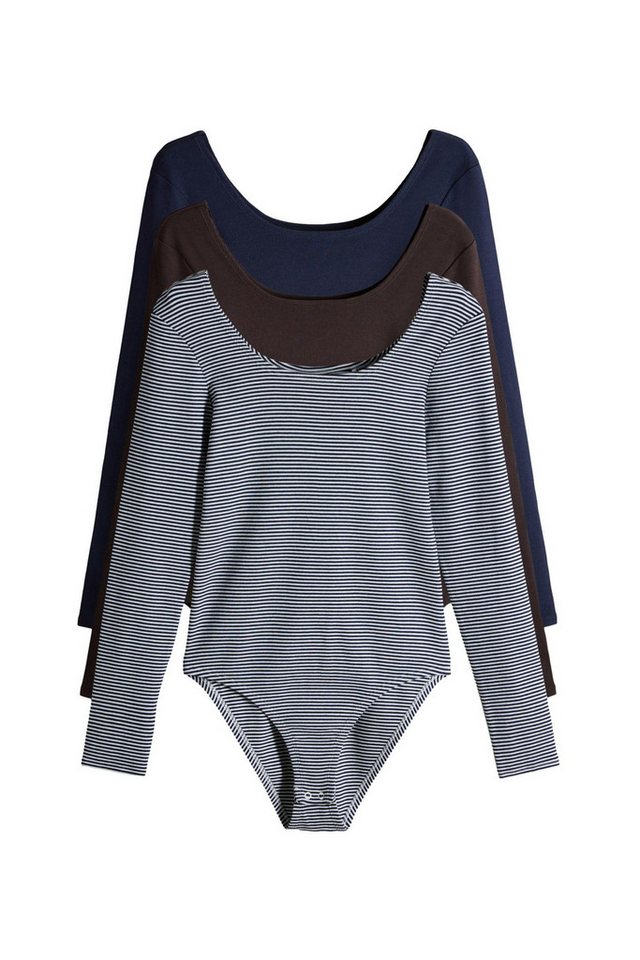 The Set Langarmbody The Set Langarm-Bodys mit U-Ausschnitt, 3er-Pack (3-tlg) von The Set