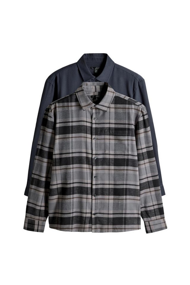 The Set Langarmhemd The Set gebürstete Flanellhemden, 2er-Pack (2-tlg) von The Set