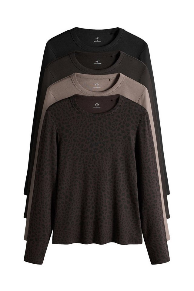 The Set Langarmshirt The Set Gerippte Langarmshirts, 4er-Pack (4-tlg) von The Set