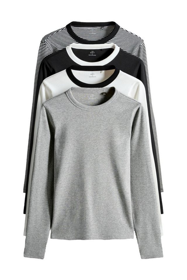 The Set Langarmshirt The Set Langarmshirts mit Kontrast, 4er-Pack (4-tlg) von The Set