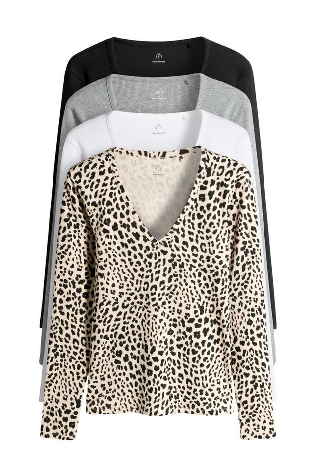 The Set Langarmshirt The Set Langarmshirts mit V-Ausschnitt, 4er-Pack (4-tlg) von The Set