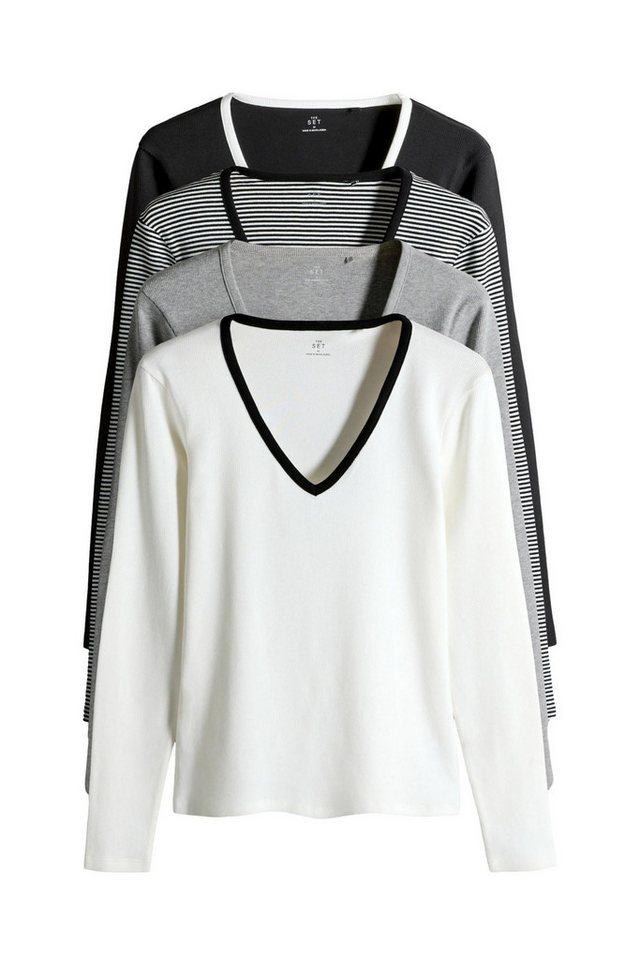 The Set Langarmshirt The Set Langarmshirts mit V-Ausschnitt, 4er-Pack (4-tlg) von The Set