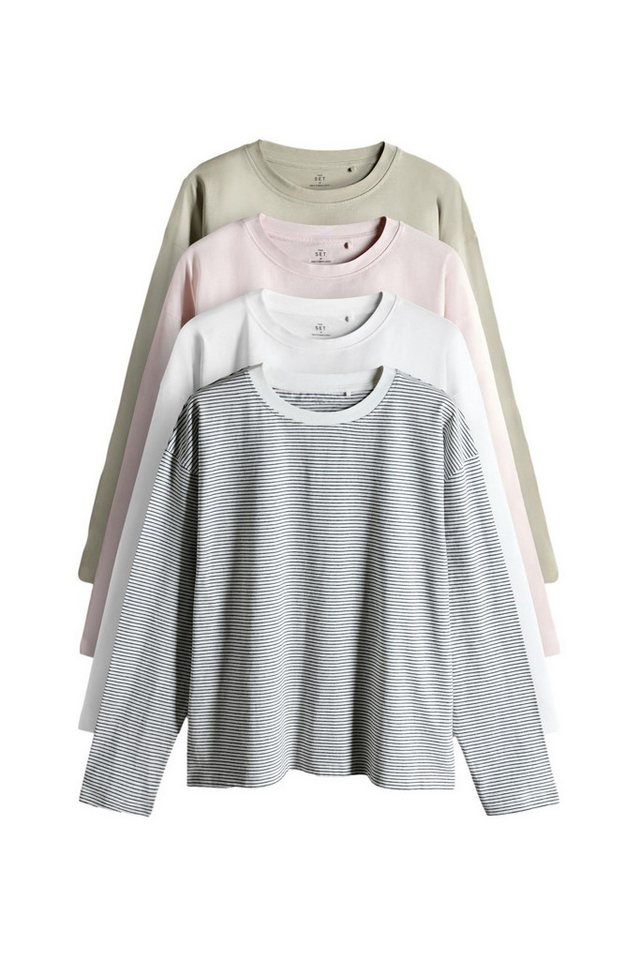 The Set Langarmshirt The Set Relaxed Fit Langarmshirts, 4er-Pack (4-tlg) von The Set