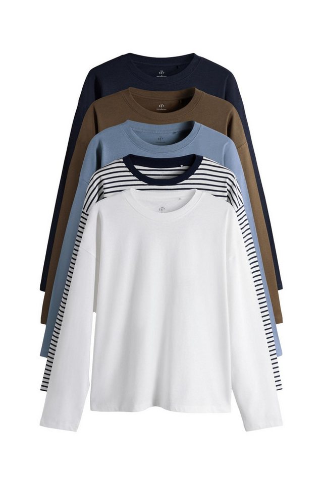The Set Langarmshirt The Set Relaxed Fit Langarmshirts, 5er-Pack (5-tlg) von The Set