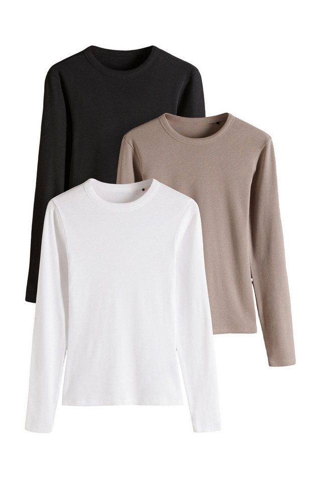 The Set Langarmshirt The Set gerippte Langarmshirts, 3er-Pack (3-tlg) von The Set