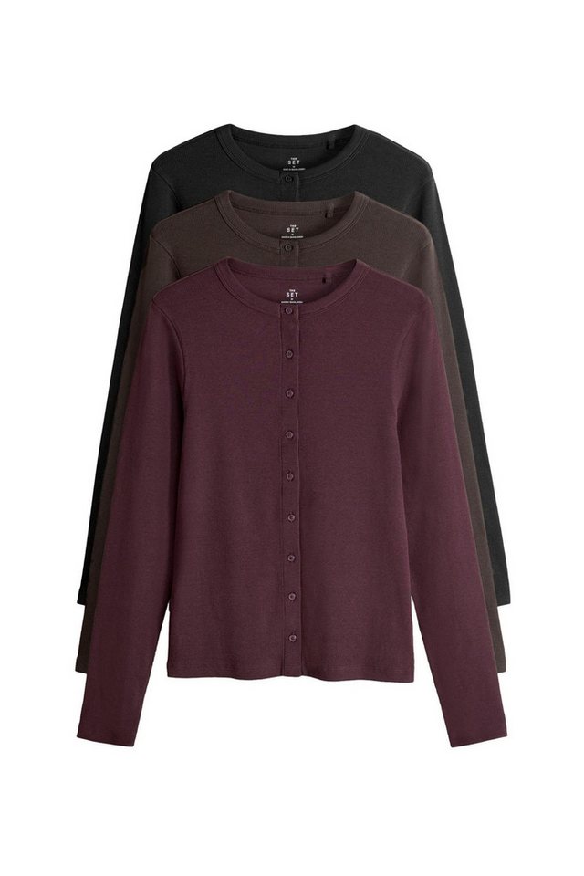 The Set Langarmshirt The Set gerippte Langarmshirts, 3er-Pack (3-tlg) von The Set