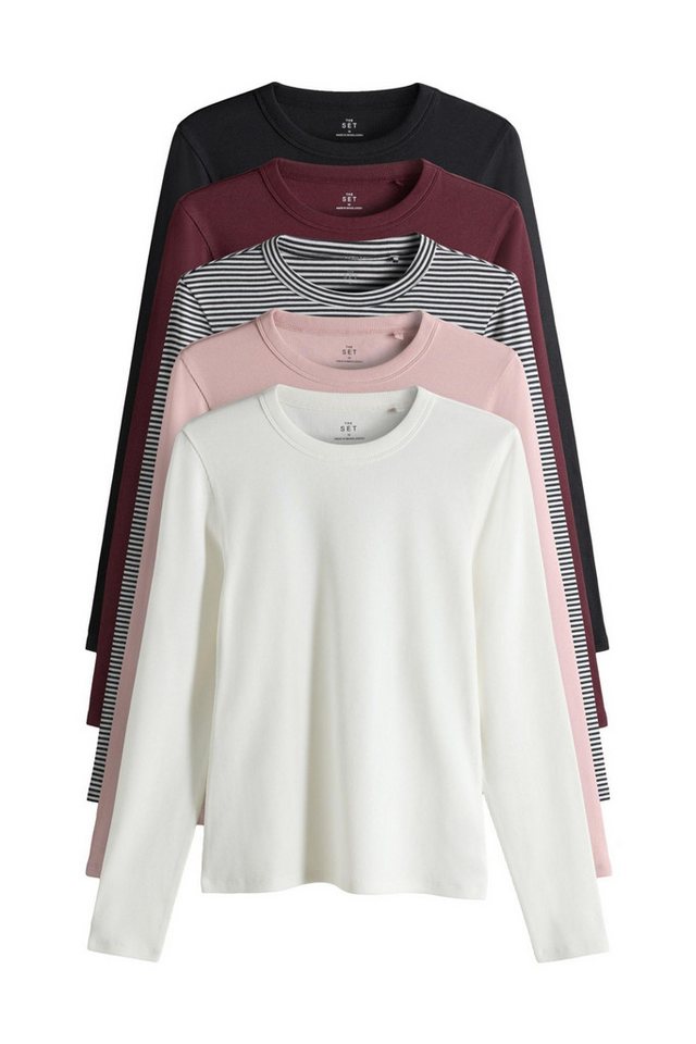 The Set Langarmshirt The Set gerippte Langarmshirts, 5er-Pack (5-tlg) von The Set
