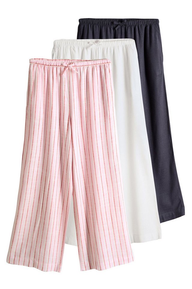 The Set Leinenhose The Set 3er-Pack Hosen mit weitem Bein und Leinen (3-tlg) von The Set