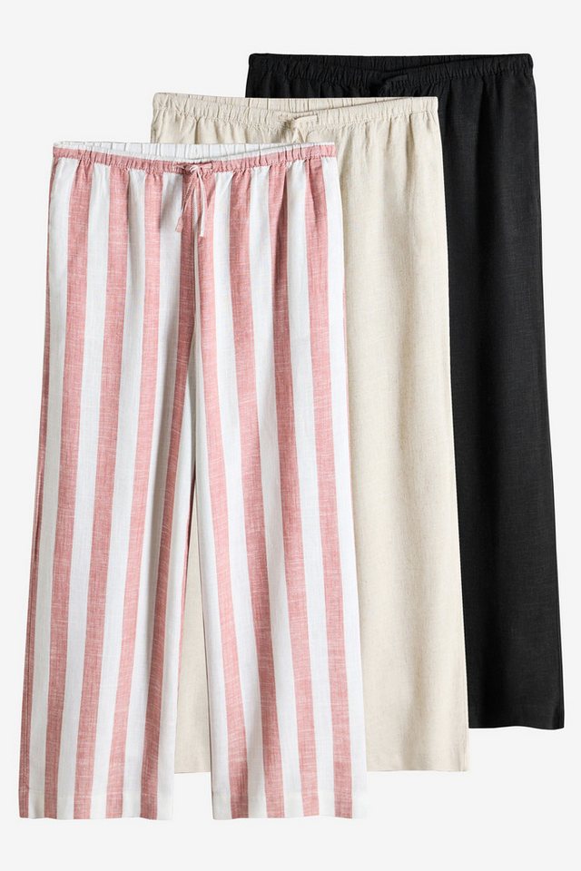 The Set Leinenhose The Set 3er-Pack Hosen mit weitem Bein und Leinen (3-tlg) von The Set