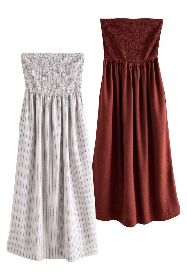 The Set Maxikleid The Set Bandeau-Maxikleid mit Leinen im 2er-Pack (2-tlg) von The Set