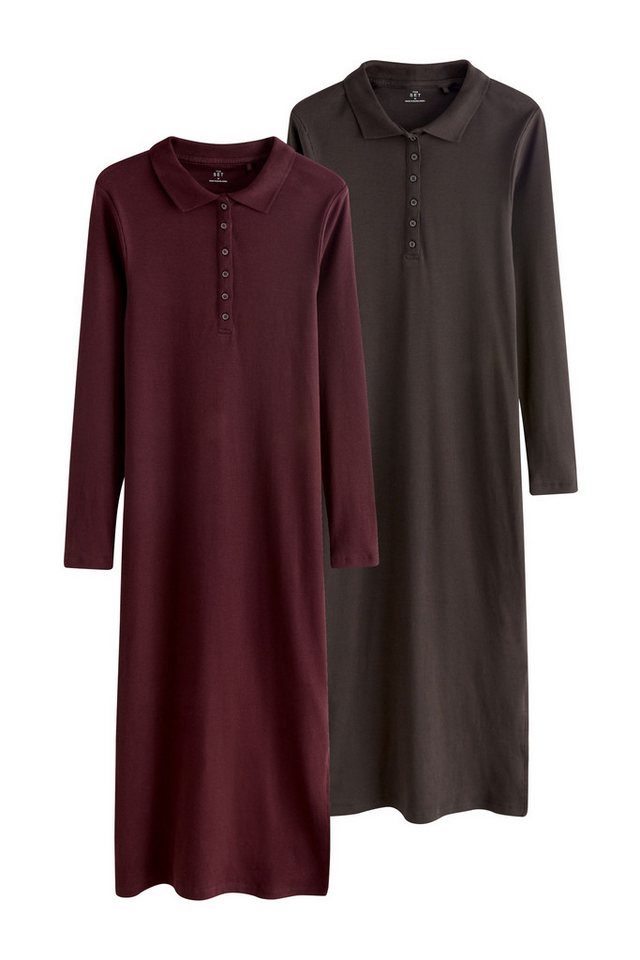 The Set Maxikleid The Set Geripptes Maxikleid mit Kragen, 2er-Pack (2-tlg) von The Set