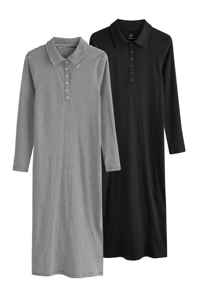 The Set Midikleid The Set Midikleider mit Rippung + Kragen, 2er-Pack (2-tlg) von The Set