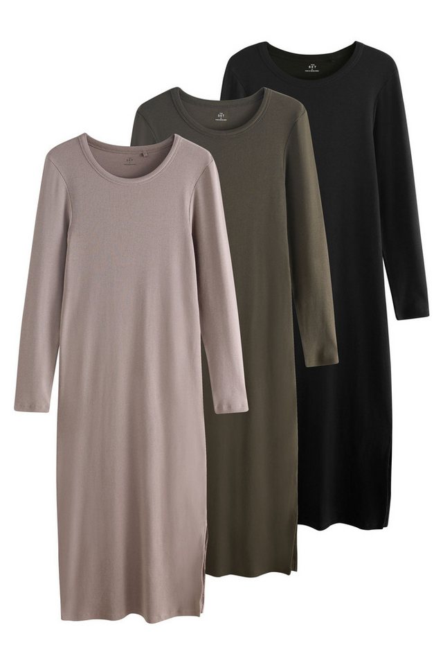 The Set Midikleid The Set gerippte Midikleider, 3er-Pack (3-tlg) von The Set